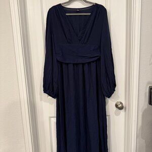 SHEIN Navy Maxi Pleated Dress with side slit